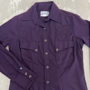 VTG Rockmount Ranch Top Womens Medium Purple Pearl Snap Western Rodeo USA Made